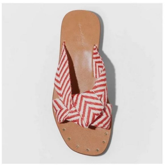 Women's Louise Chevron Print Knotted Slide Sandals - Universal Thread™ Red 7.5 - Picture 2 of 7